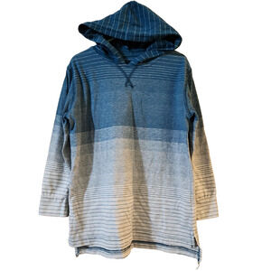 Buzz Cuts Boys Long Sleeve Hooded Tee Size M 5/6 Teal Striped Shirt